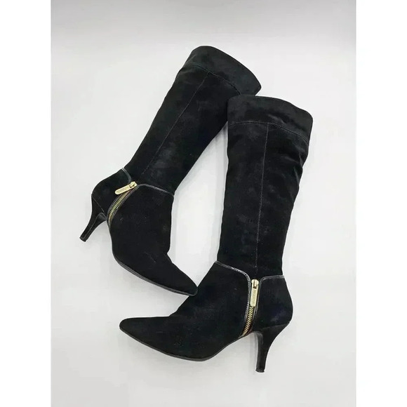 Ellen Tracy Shoes - Ellen Tracy Women's Size 9.5 Black Zip Up Suede Heeled Boots